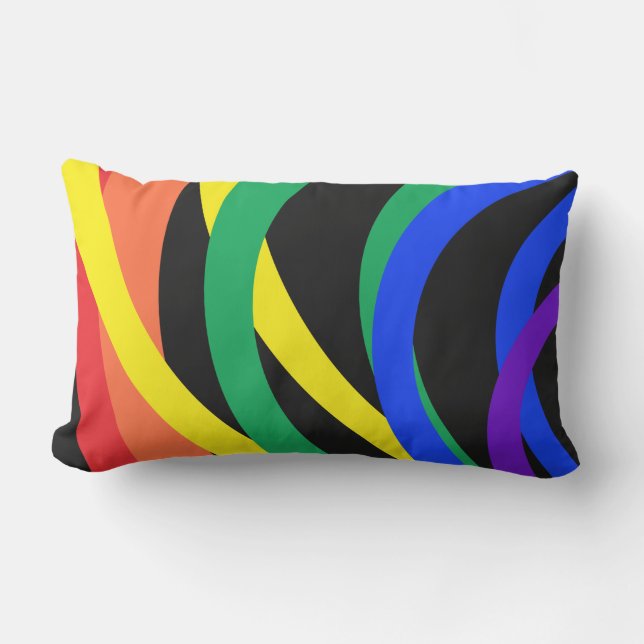 Rainbow Colour Crescent Abstract Outdoor Pillow (Front)