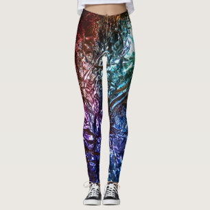 Rainbow Colour Crumpled Foil Effect 2 Graphic Prin Leggings