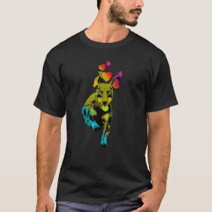 Rainbow Colour Dachshund Dog with Hearts Colourful T-Shirt