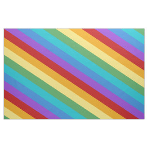 Rainbow Colour Diagonal Stripes Pattern Fabric
