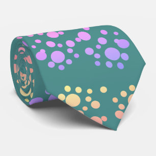 Rainbow Colour Dots on Teal Tie