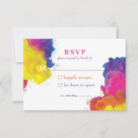 Rainbow Colour Explosion Wedding RSVP