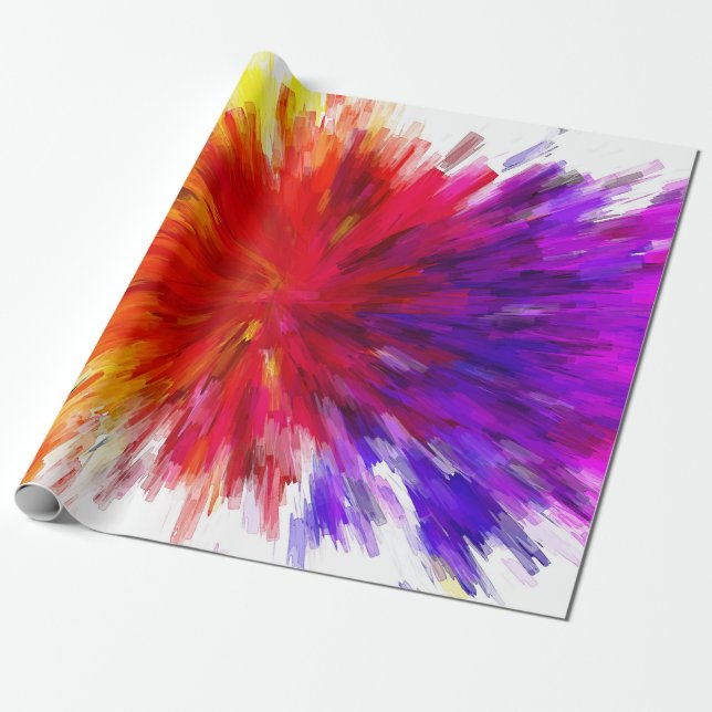 Rainbow Colour Explosion Wrapping Paper (Unrolled)