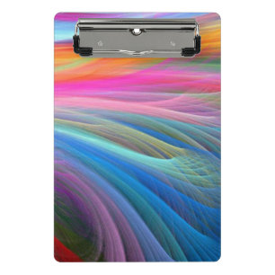 Rainbow Colour Feather Design Mini Clipboard
