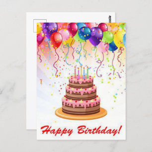 Rainbow Colour Fireworks Birthday Post Card