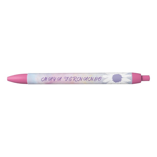  Rainbow colour floral design customisable Pen (Front)