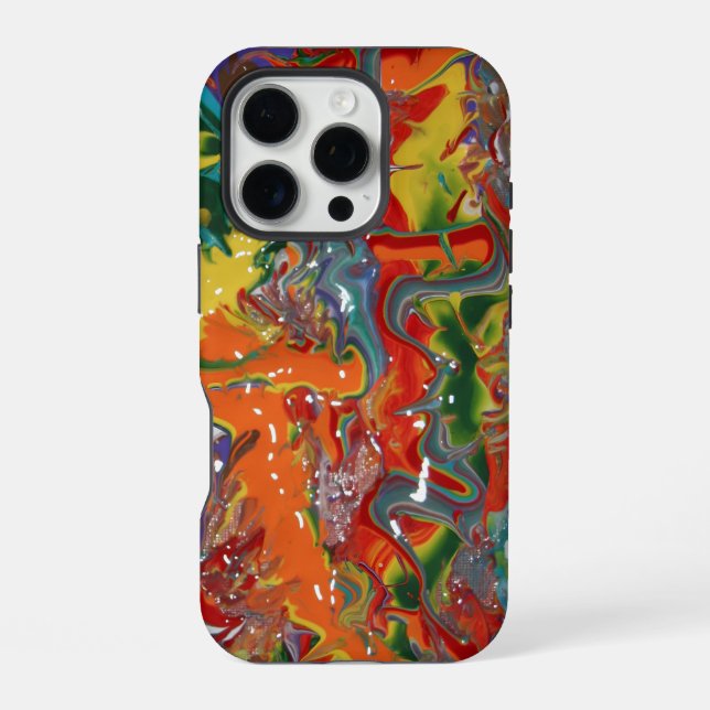 Rainbow Colour Flow Paint Art iPhone Case (Back)
