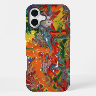 Rainbow Colour Flow Paint Art iPhone 16 Plus Case
