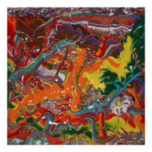 Rainbow Colour Flow Paint Art Poster