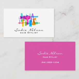 Rainbow Colour Hair Stylist Salon Tools Beauty Business Card