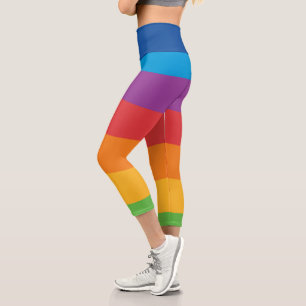 Rainbow Colour High Waisted Capris Leggigns