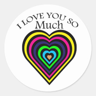 Rainbow colour I love you strips heart hart Classic Round Sticker