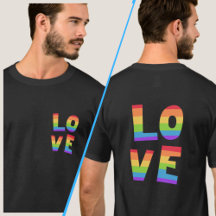 Rainbow Colour LOVE Gay Pride LGBT Front/Back Prin