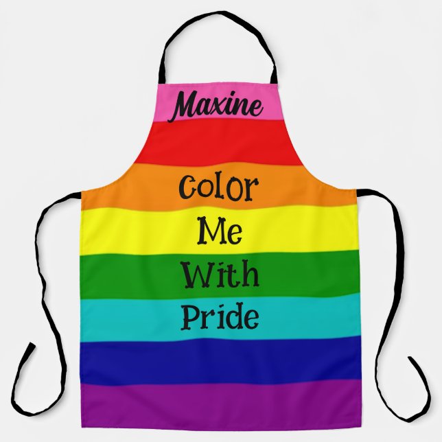 Rainbow colour me with pride Personalise   Apron (Front)