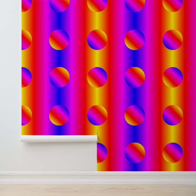 Rainbow Colour Neon Stripe and Circle Pattern Art Wallpaper (Application)