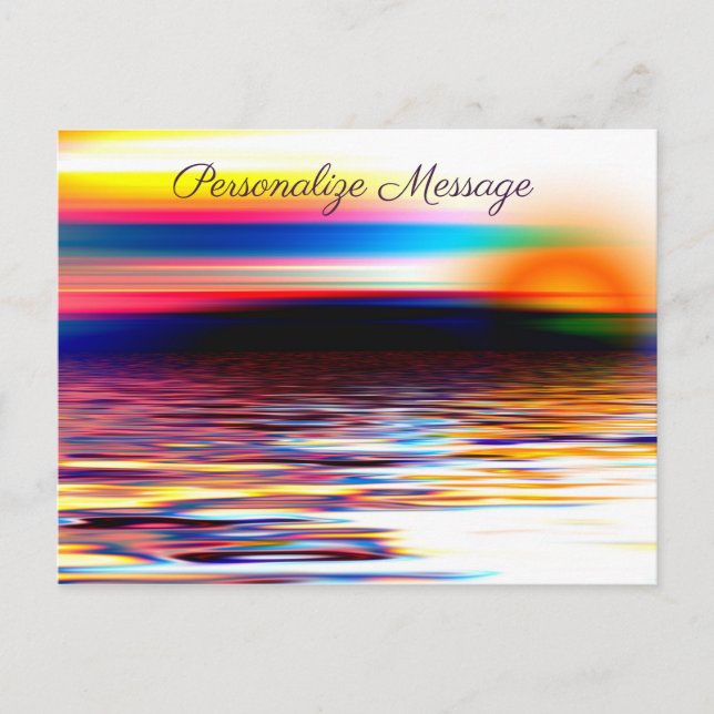 Rainbow Colour Ocean Sunrise Personalise Picture Postcard (Front)