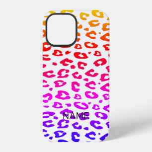 Rainbow colour ombre gradient leopard pattern iPhone 12 case