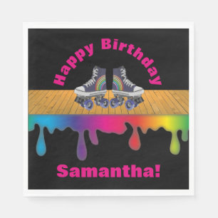 Rainbow Colour Paint Roller Skating Birthday Part Napkin