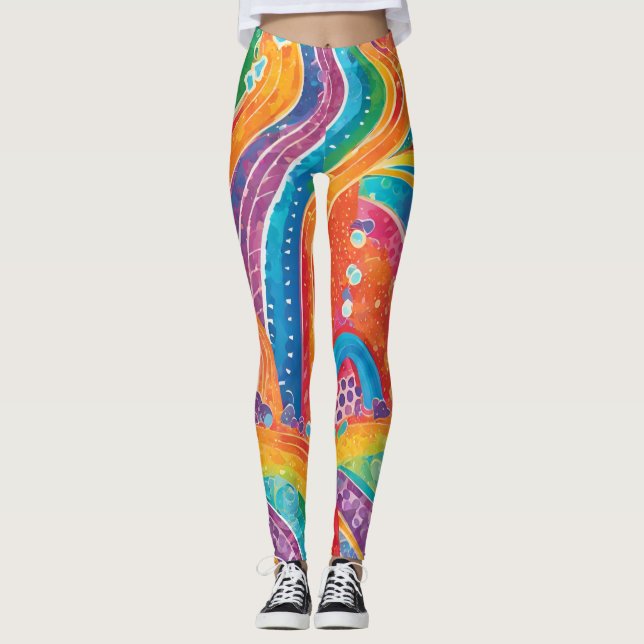 Rainbow Colour Patterned Leggings (Front)