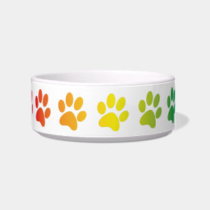 Rainbow Colour Paw Print (Footprint) Bowl