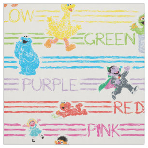 Rainbow Colour Sesame Pals Pattern Fabric