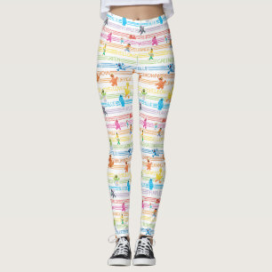 Rainbow Colour Sesame Pals Pattern Leggings