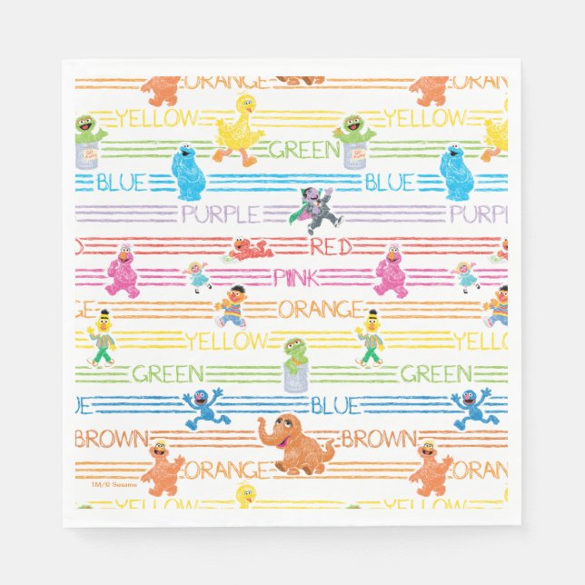 Rainbow Colour Sesame Pals Pattern Napkin (Front)