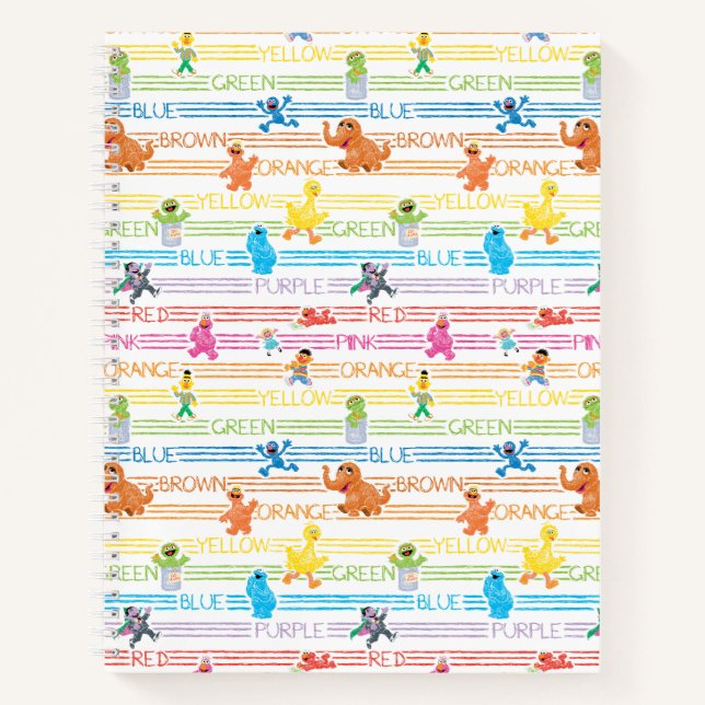 Rainbow Colour Sesame Pals Pattern Notebook (Front)