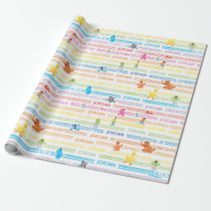 Rainbow Colour Sesame Pals Pattern Wrapping Paper