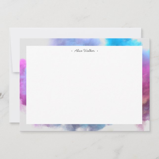 rainbow colour smoke effect monogram card (Front)