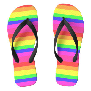 Rainbow Colour Spectrum Stripes Design Flip Flops