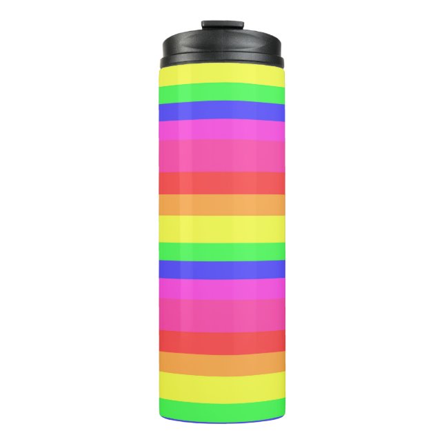 Rainbow Colour Spectrum Stripes Design Thermal Tumbler (Front)