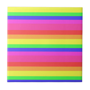 Rainbow Colour Spectrum Stripes Design Tile