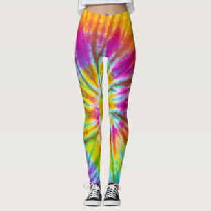 Rainbow colour spiral pattern leggings