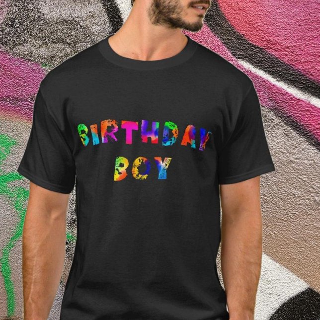Rainbow Colour Splash Birthday Boy T-Shirt (Creator Uploaded)