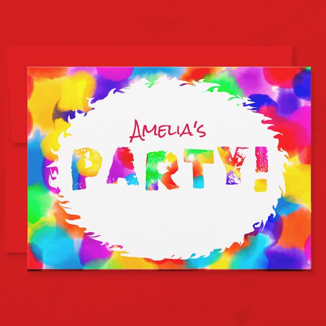 Rainbow Colour Splash Party Invitation (Make sure your party rocks with these funfilled rainbow party invitations.🏳️‍🌈🌈🥳)