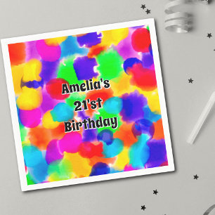 Rainbow Colour Splash Personalised Napkin