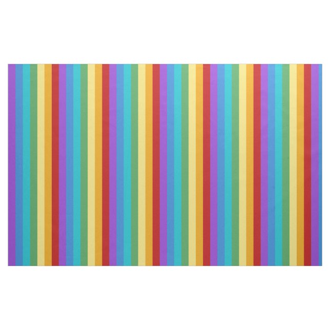 Rainbow Colour Vertical Stripes Pattern Fabric (Yard)
