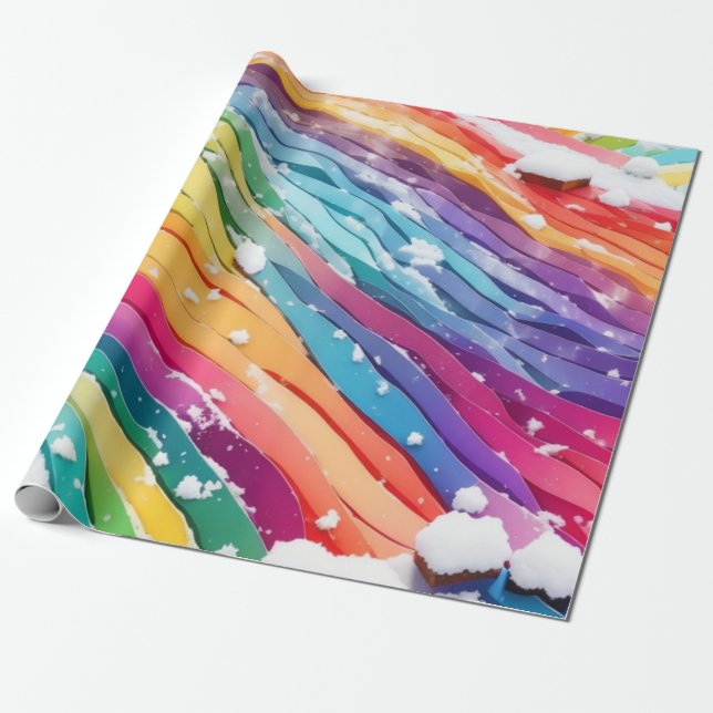 Rainbow Colour wave Line Wrapping Paper (Unrolled)