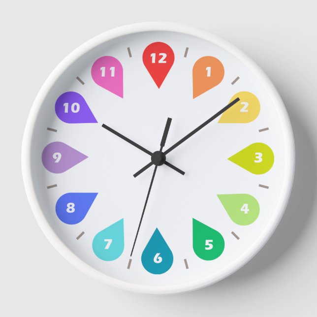 Rainbow Colour Wheel Modern Artist Wall Clock Kids (Front)
