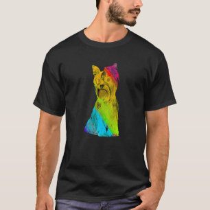 Rainbow Colour Yorkshire Terrier with Sunglasses C T-Shirt