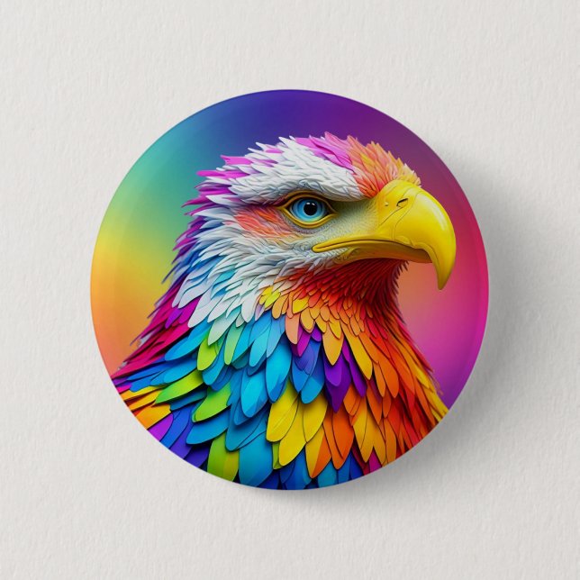 Rainbow Coloured Bald Eagle-65456 6 Cm Round Badge (Front)