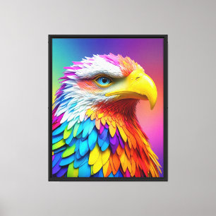 Rainbow Coloured Bald Eagle-65456 Canvas Print