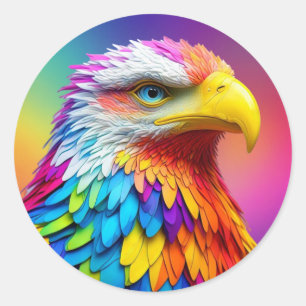 Rainbow Coloured Bald Eagle-65456 Classic Round Sticker