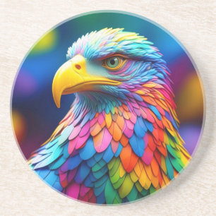 Rainbow Coloured Bald Eagle-65456 Coaster