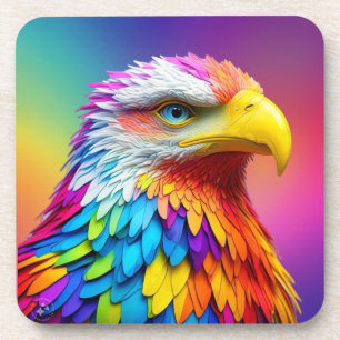 Rainbow Coloured Bald Eagle-65456 Coaster