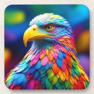 Rainbow Coloured Bald Eagle-65456 Coaster