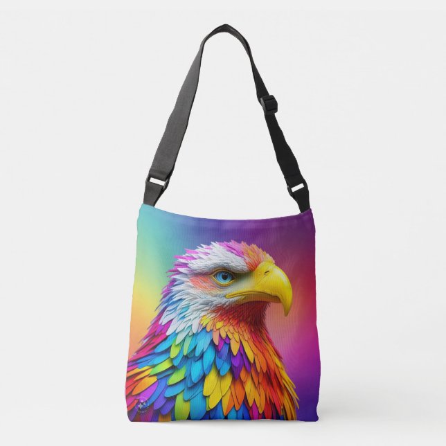Rainbow Coloured Bald Eagle-65456 Crossbody Bag (Front)