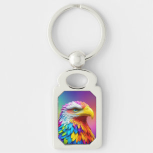 Rainbow Coloured Bald Eagle-65456 Key Ring