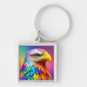Rainbow Coloured Bald Eagle-65456 Key Ring